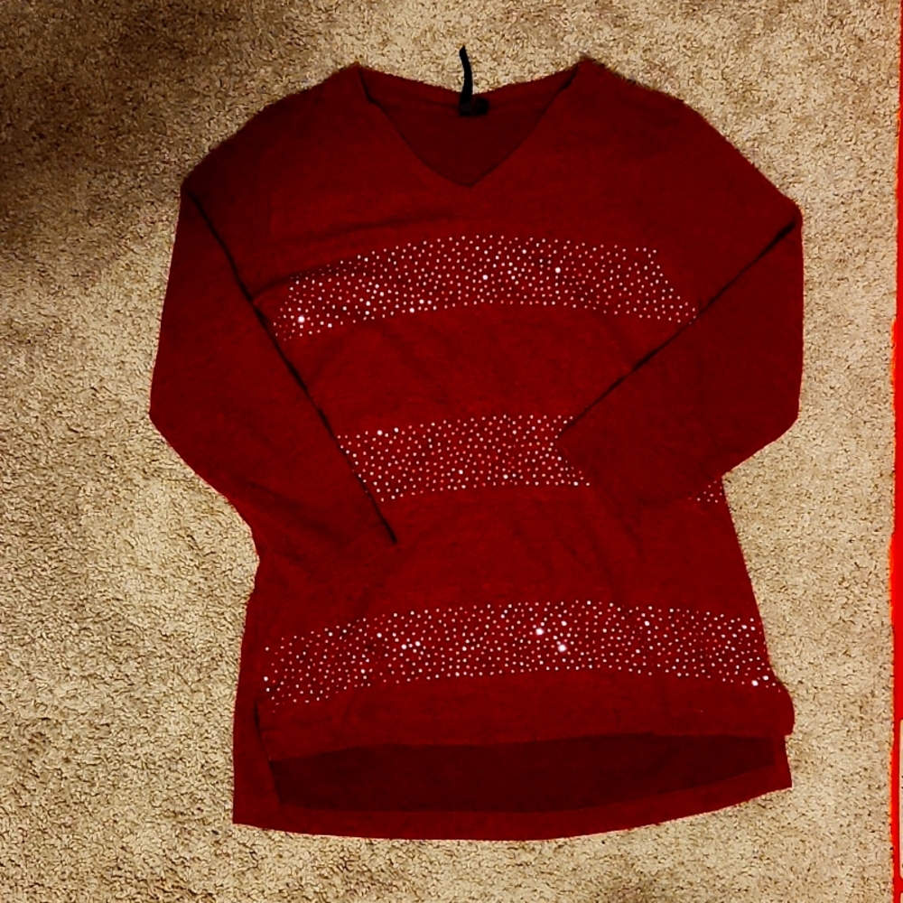 Red rhinestone sweater